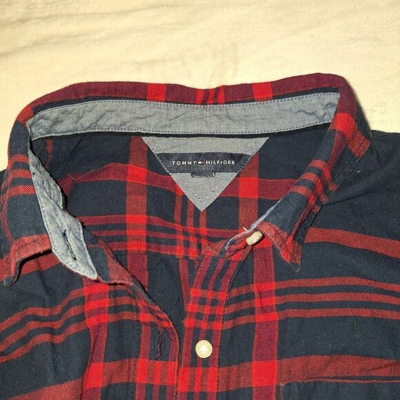 Classic Tommy Hilfiger Plaid Shirt, red + navy check Soft Woven Cotton - Picture 2 of 7